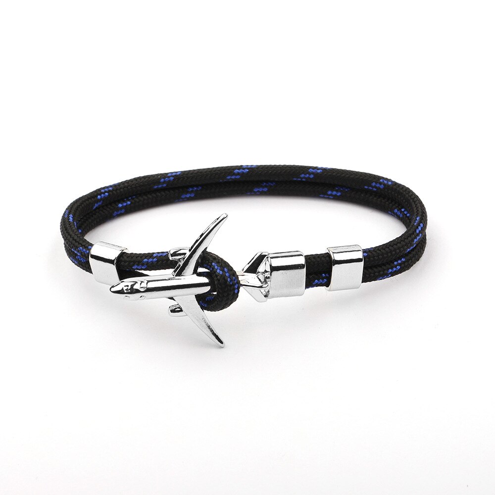 Gevlochten Armbanden Mannen Charm Rope Chain Vliegtuig Anker Armband Mannelijke Vrouwen Air Vliegtuig Stijl Gevlochten Armband Sport Haak