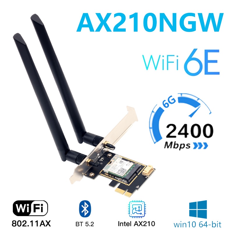 Tri Band Intel AX210 drahtlose AX210NGW 5374Mbps 802,11 AX drahtlose Wi-Fi 6 AX200 ist geeignet für Intel 8265NGW / 9260ACM. 2 NGFF: AX210 8DB