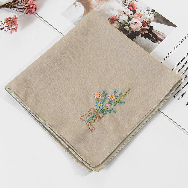 Handkerchief Embroidery Kit Needlework Flower Cross Stitch Set DIY Handwork Swing Handmade Craft Unfinished: 11