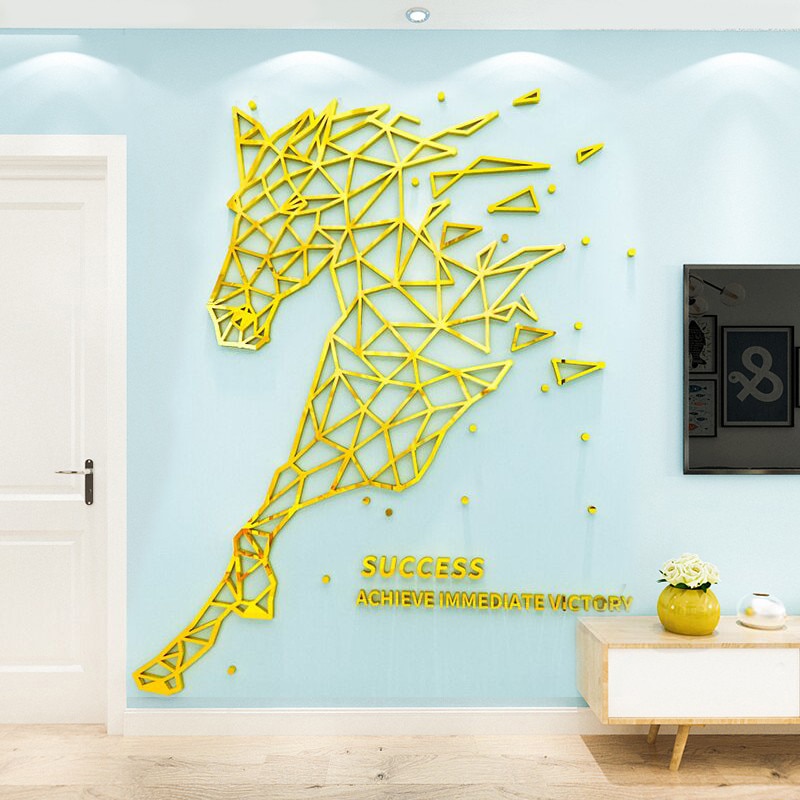 Einfache linie Pferd Acryl Zauberstab aufkleber 3d DIY Heimat Dekor wohnzimmer Spiegel Zauberstab aufkleber kreativität Heimat kunst Zauberstab Dekor