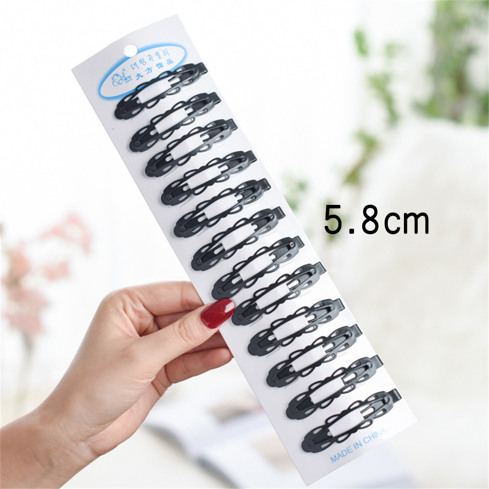 12 pçs/set clássico preto metal snap grampos de cabelo sem deslizamento gota de água grampos de cabelo presilhas para mulheres criança meninas cocar: Rosa