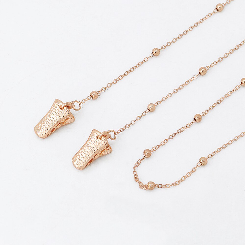 Metal Face Mask Necklace Strap For Women Men Snake Chain Glasses Clips Lanyard Holder Sunglasses Chains Eyewear Jewelry: Beads (rose gold)