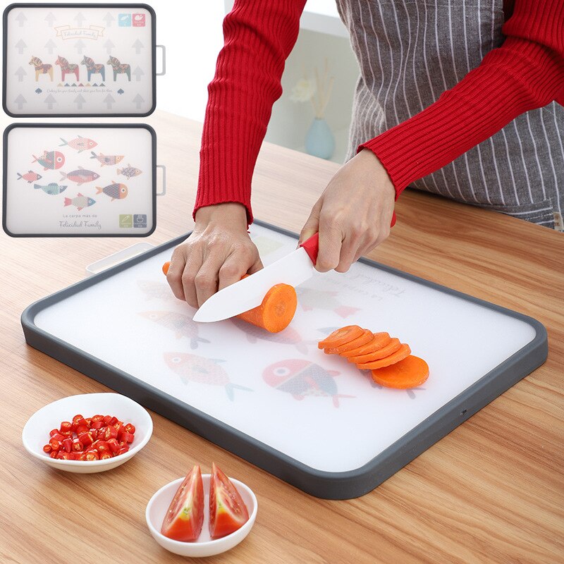 Kitchen Cutting Board Plastic Chopping Blocks 2 Sides Non-slip Antibacterial Heat Resistant Fruit Cutting Boards Kitchen Tools