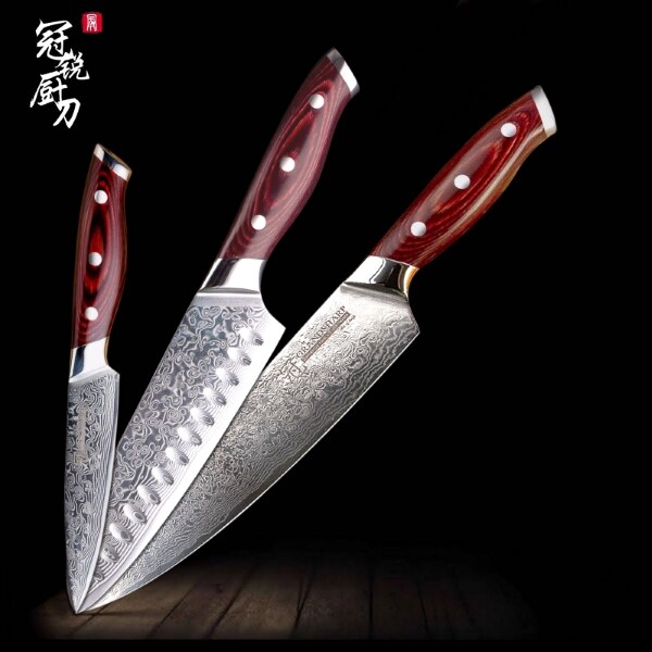 Damascus Kitchen Knife vg10 Japanese Damascus Chef Santoku Kitchen Knives Best Cooking Tools Grandsharp Brand