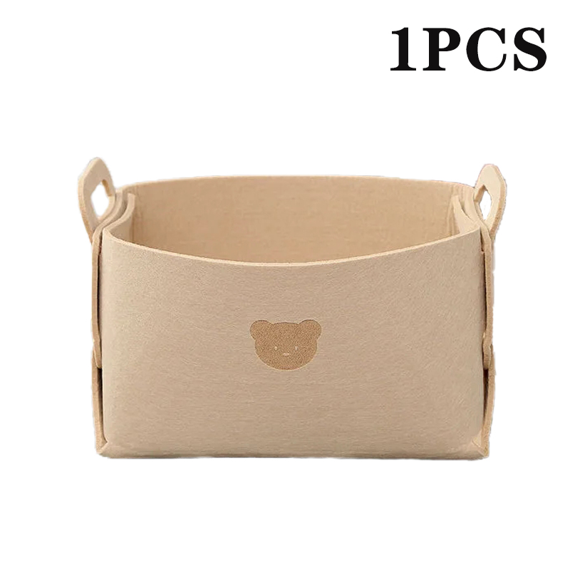 Cesta de almacenamiento de fieltro de oso de gran capacidad, 5 piezas, organizador de ropa plegable, aperitivos, juguetes, organizador de artículos diversos de escritorio: XL / Gris claro