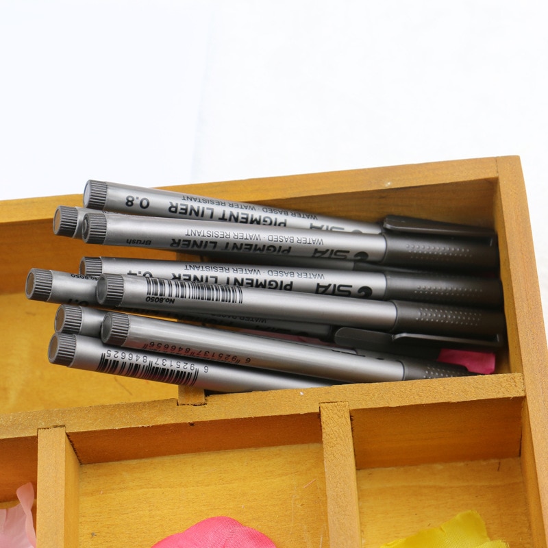 9 Stuks/set Sta Sketch Markers Art Marker Pen Verschillende Tip Maten Pigment Liner Water Gebaseerd Voor Tekening Handschrift Briefpapier