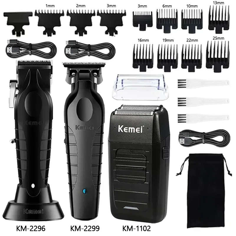 Kemei Elektrische Haarschneidemaschine Kit Herren Haarschneidemaschine Professionelle Haarschneidemaschine Clipper KM-2296 KM-2299 KM-1102: Blau