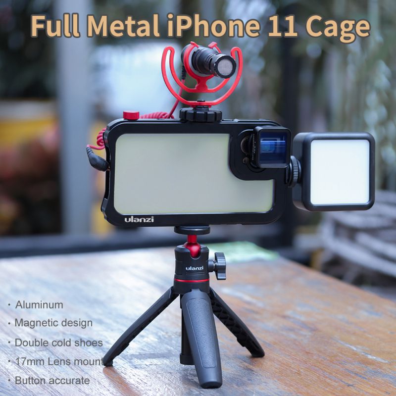 Metalen Telefoon Kooi Voor Iphone 11/11 Pro/11 Pro Max 17 Mm Interface Kooi Vlog Video Accessoire Voor Lens