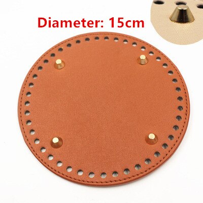 1 Pc Oval Long Round Leather Bottom with Holes Rivet for Knitted Bag PU Leather Bag Accessories DIY Woven Crochet Bag Bottom: M