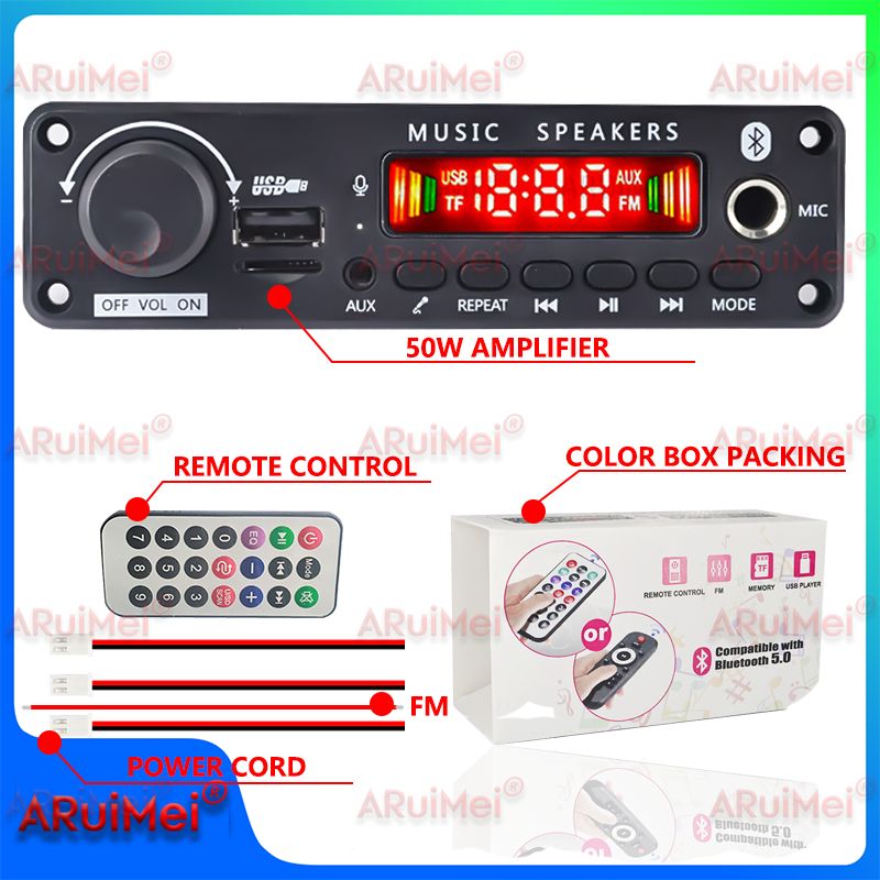 50w amplificador bluetooth mp3 wma ape placa decodificadora dc 12v 25w handsfree microfone de áudio do carro usb tf rádio fm diy mp3 leitor música: BRANCO
