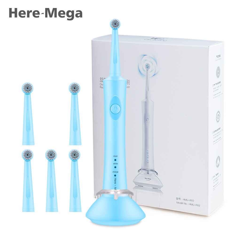 Hier mega roterende elektrische tandenborstel usb oplaadbare tandenborstelkoppen voor volwassenen vervangingen whitening smart waterdicht