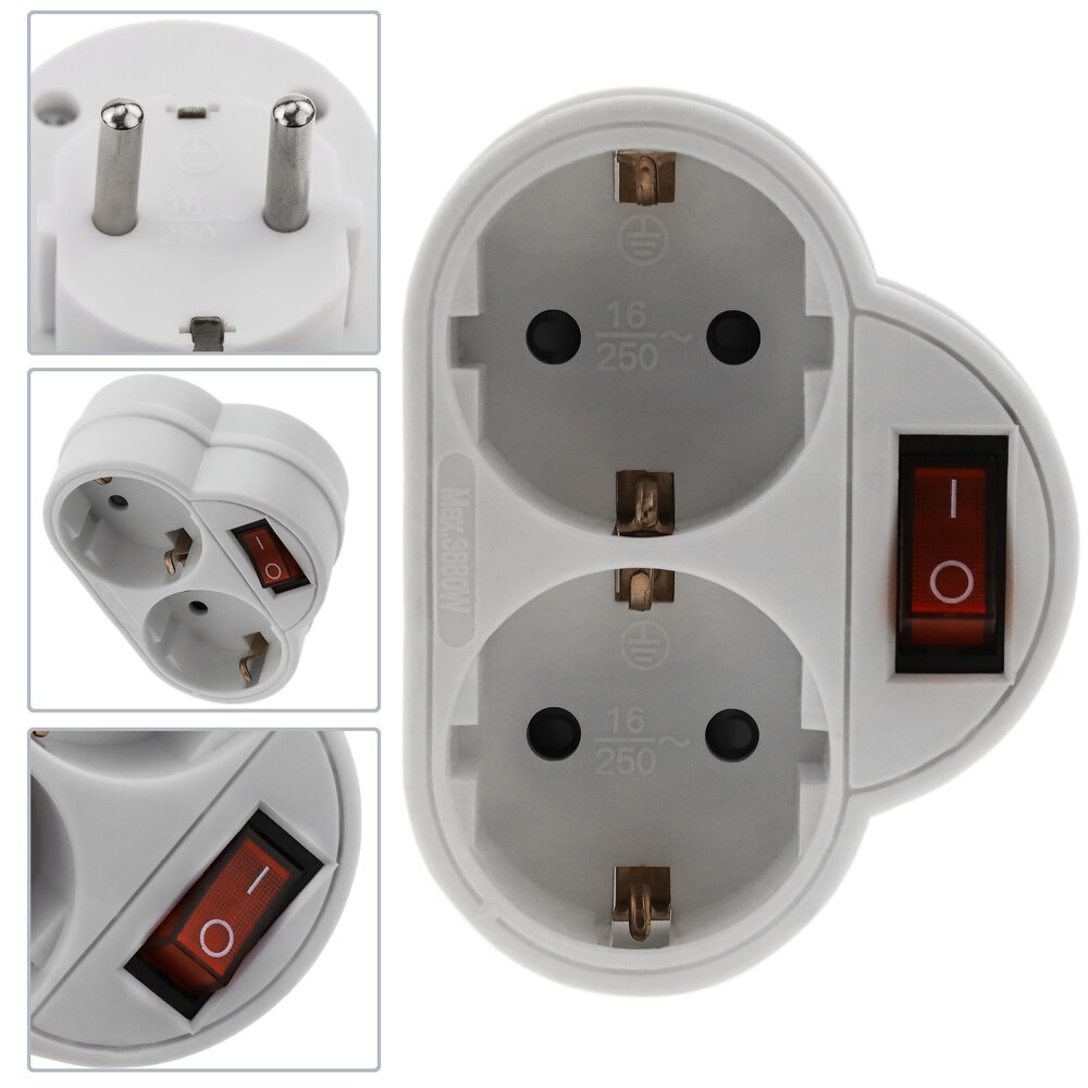 BeMatik-doppia presa schuko Bianco 220VAC spina con interruttore