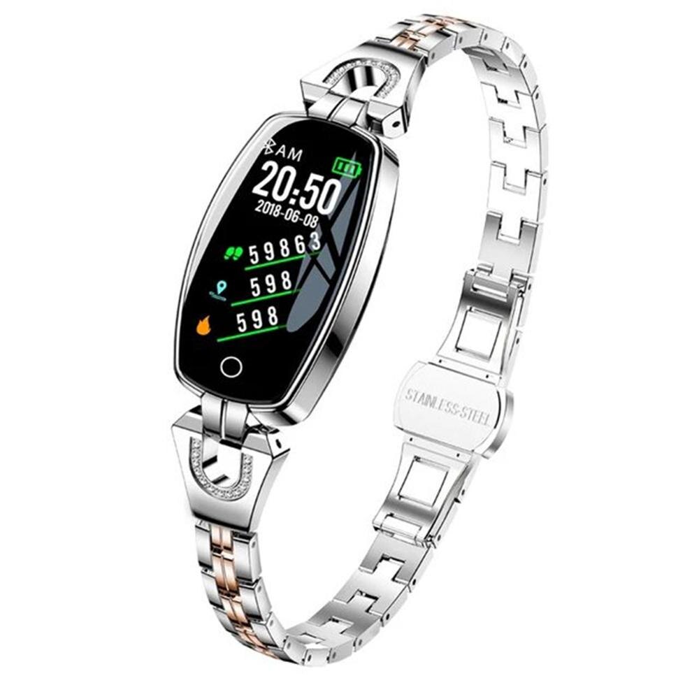 H8 Smart Bracelet Watch Women Lady Blood Pressure Band Heart Rate Monitor Fitness Tracker Wristband IP67 Waterproof Smartwatches: Silver