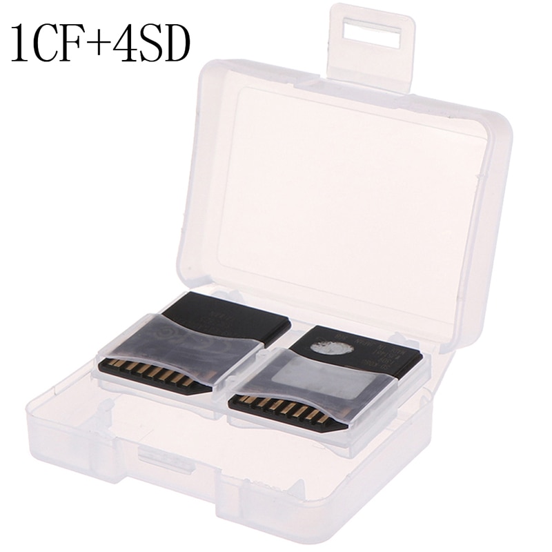 1pc Plastic CF/SD TF Card Opbergdoos Protector Houder Hard Case Drinkbaar CF Carrying Memory Card Case houder 1CF + 4SD