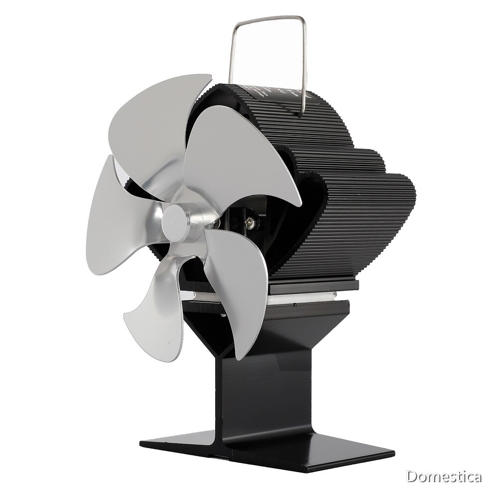 Casa ventilador de lareira eficiente distribuição de calor preto lareira 5 lâminas calor alimentado fogão ventilador log queimador de madeira para o inverno: SILVER