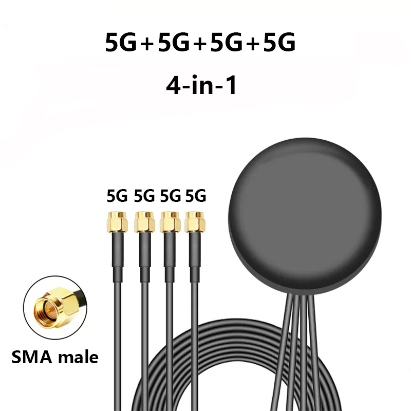 Antena piezas 4G + 4G + GPS + WIFI, Cuatro en Uno, 2,4G LTE + GPS + 2,4 Ghz, Bluetooth 5G, antena combinada para exteriores, pasta de 1,5 M, SMA FAKRA, 1 unidad: Oro