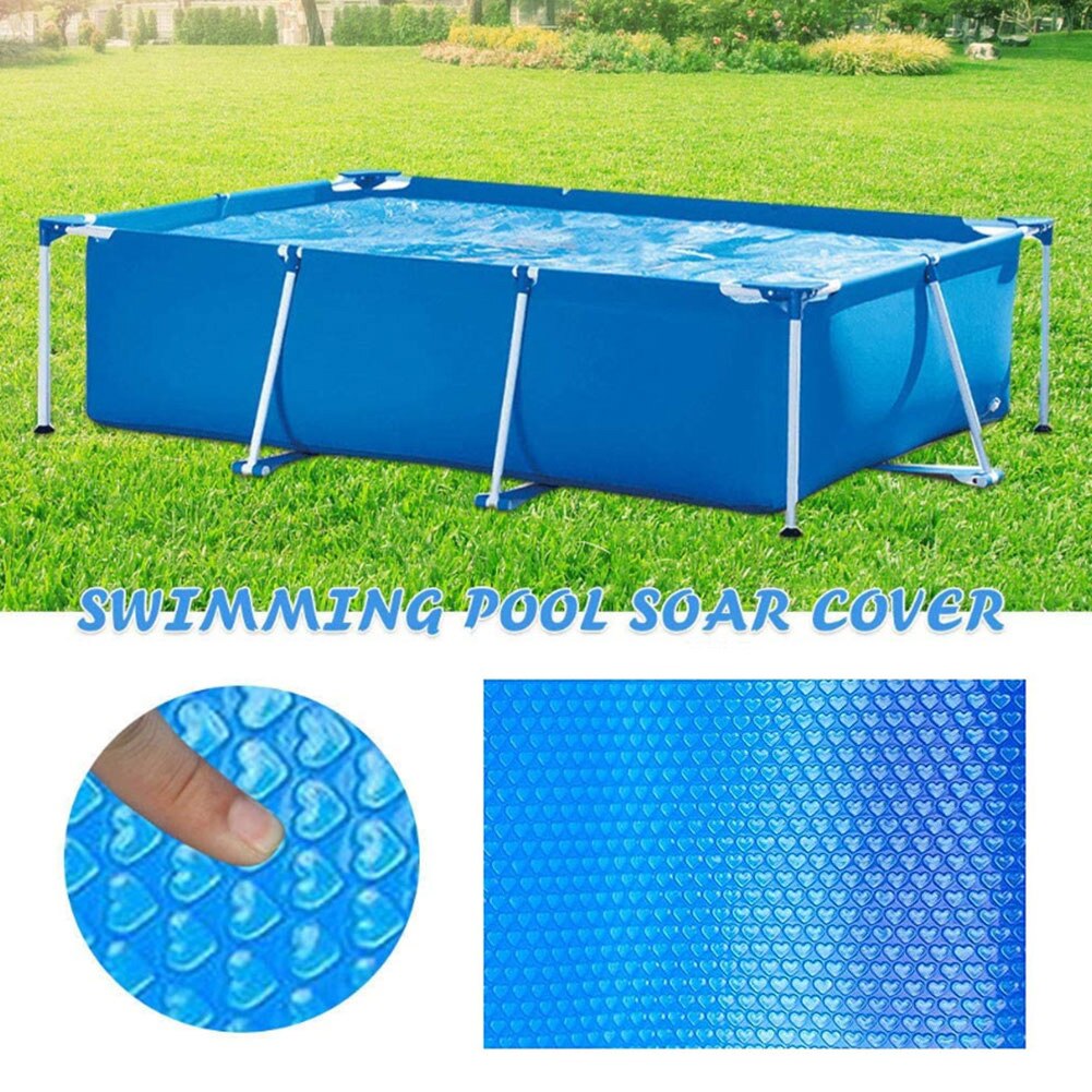 Sol presenning rektangulärt poolskydd skydd värmeisoleringsfilm för inomhus utomhus ram pool 300 x 200/260 x 150cm
