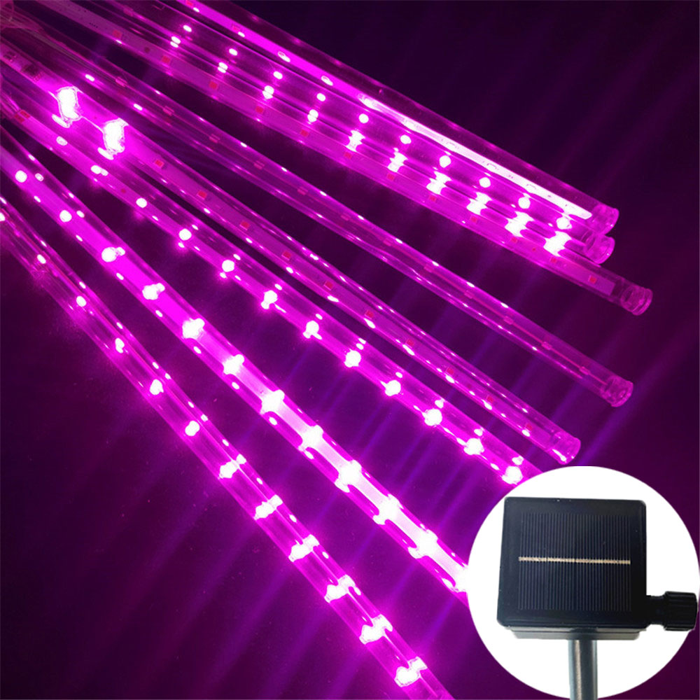 8 Röhren 50 cm LED Meteorschauer Solar- LED Lichterketten draussen Gebühr Girlande Weihnachtsbaum Dekor Garten Terrasse Straßenlaternen: Mond blau / 6-10W