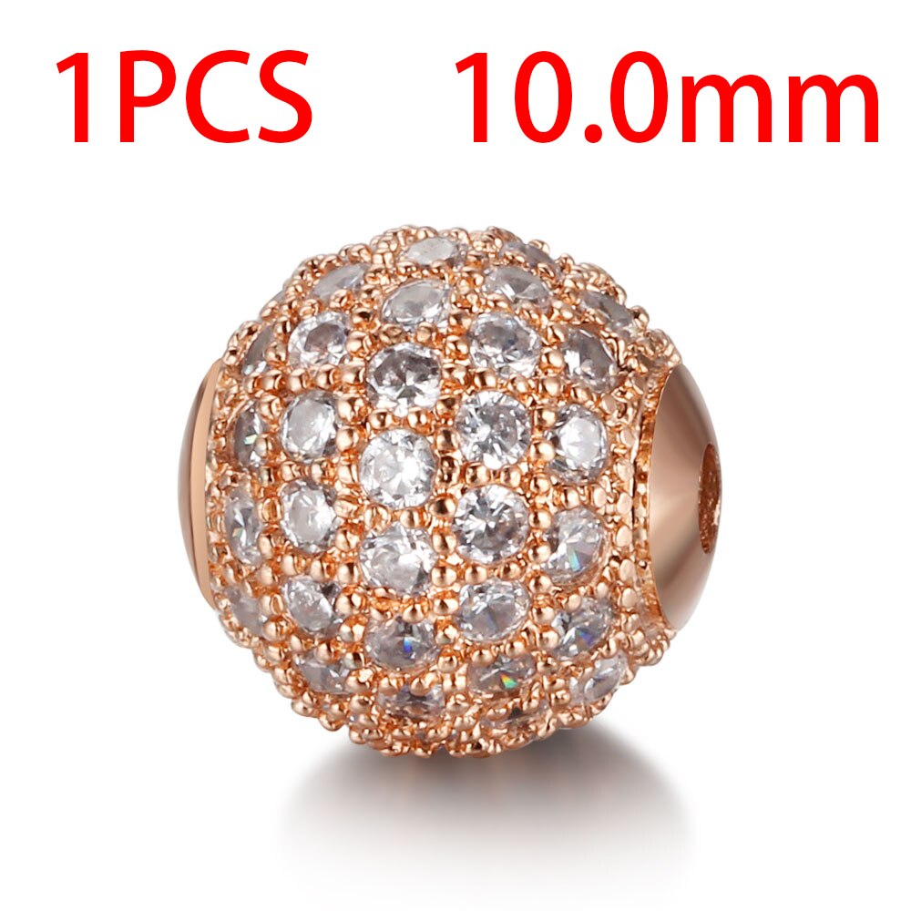 Available Separately / 8mm / 10mm Luxury Mini Pav AAA + Zircon European Gasket Beads, Round Charms For Bracelets And Jewelry: 10mm22