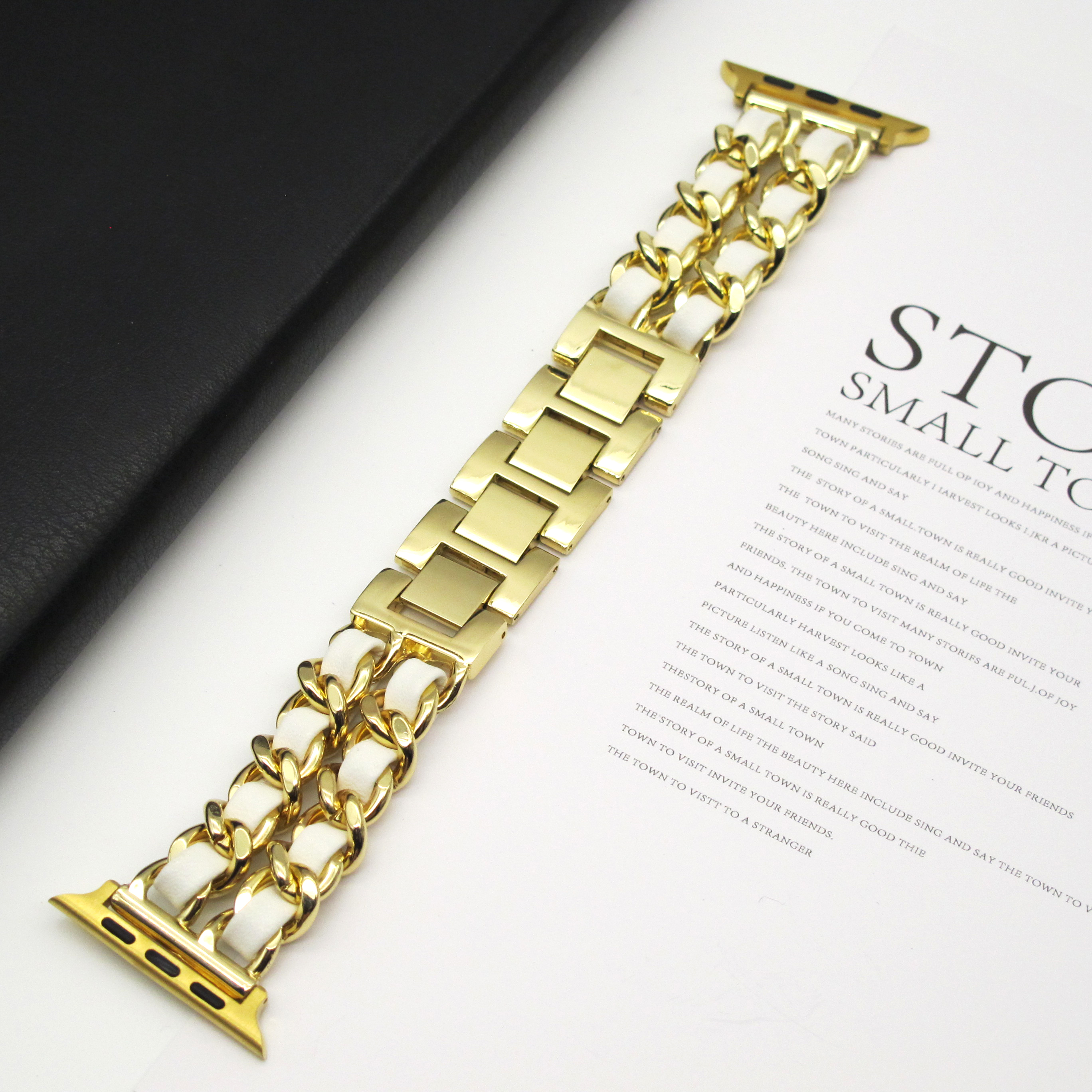 Metal Double Chain Strap for Apple Watch S10 42MM Strap Ultra 49mm 46 45 44 40 41 38mm Strap for iWatch Series 987654: 20 / green