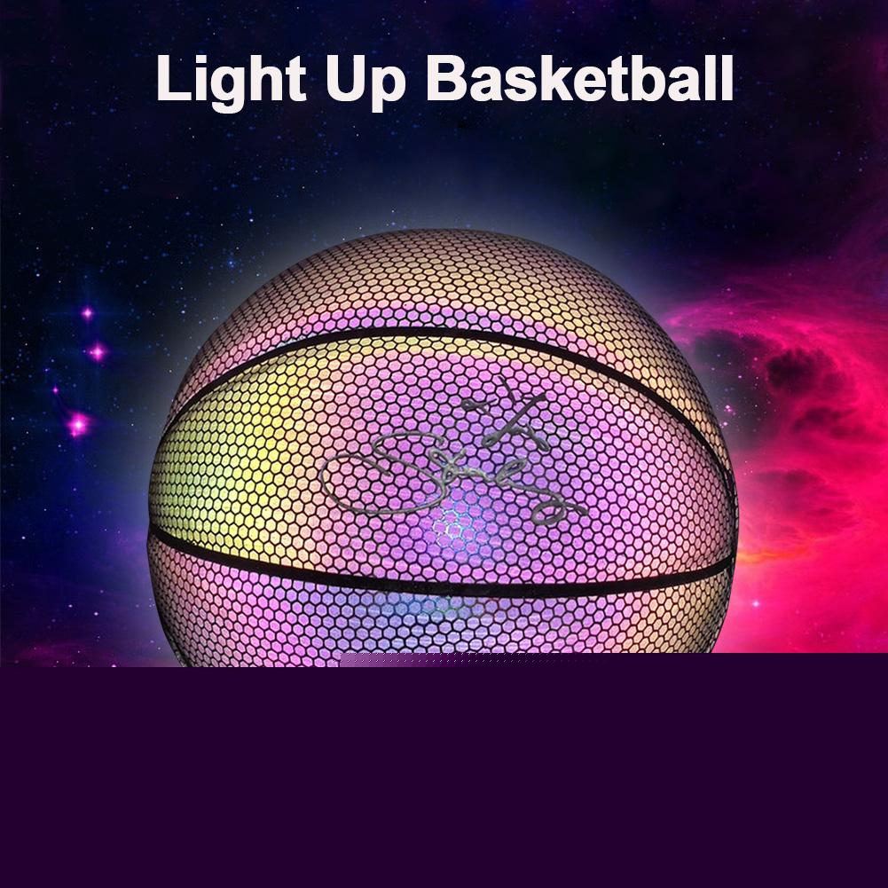 Ballon de basket Fluorescent sans batterie, brillant dans la nuit, brillant après le soleil, taille et poids officiels (S)
