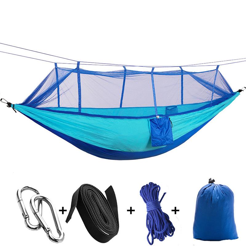 4 färg nylon myggnät tält hängmatta robust hängande camping tält soffa hållbar praktisk gung hängande säng resa utomhus: Färg b