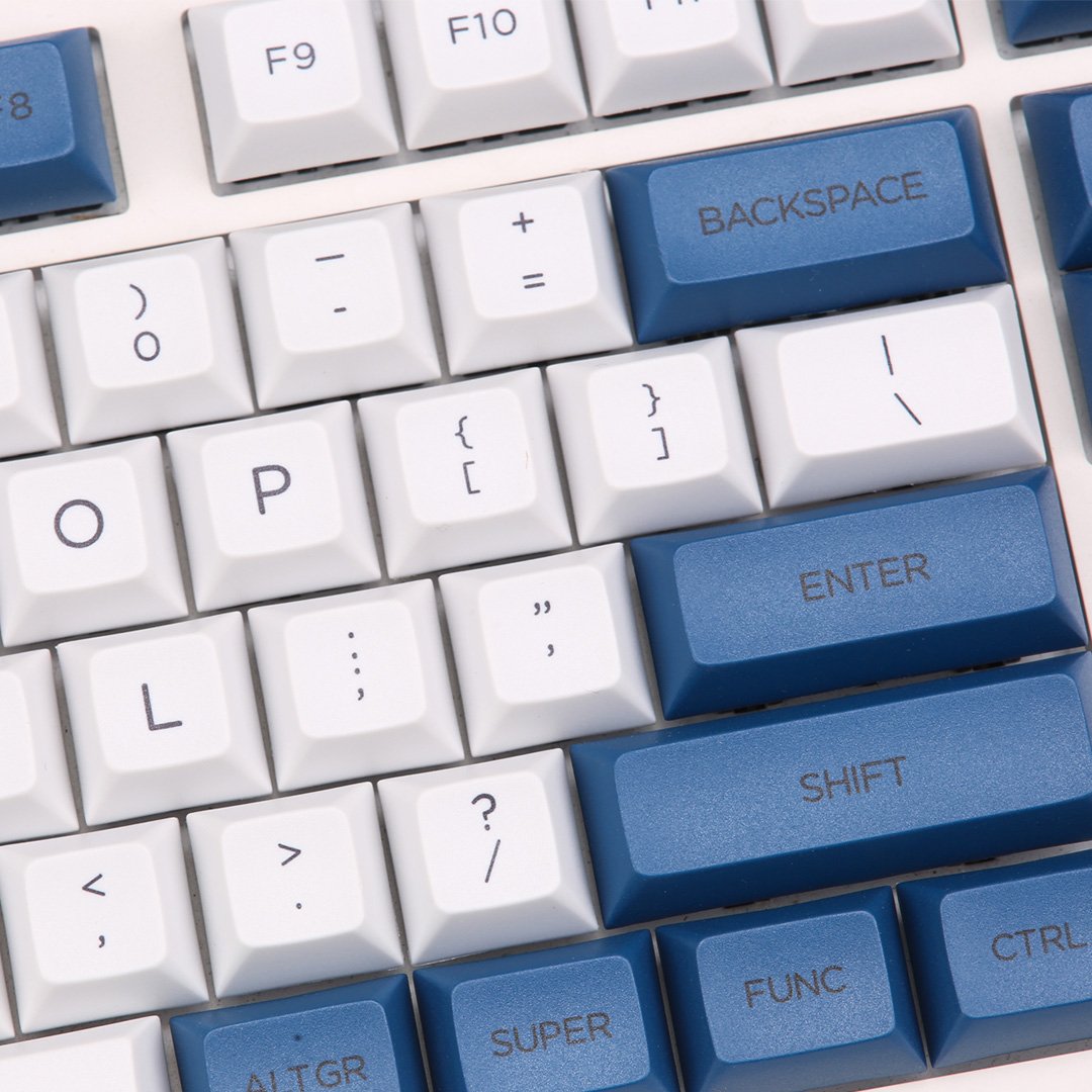 Kbdfans dsa pbt blå og hvide keycaps sæt 145 nøgler