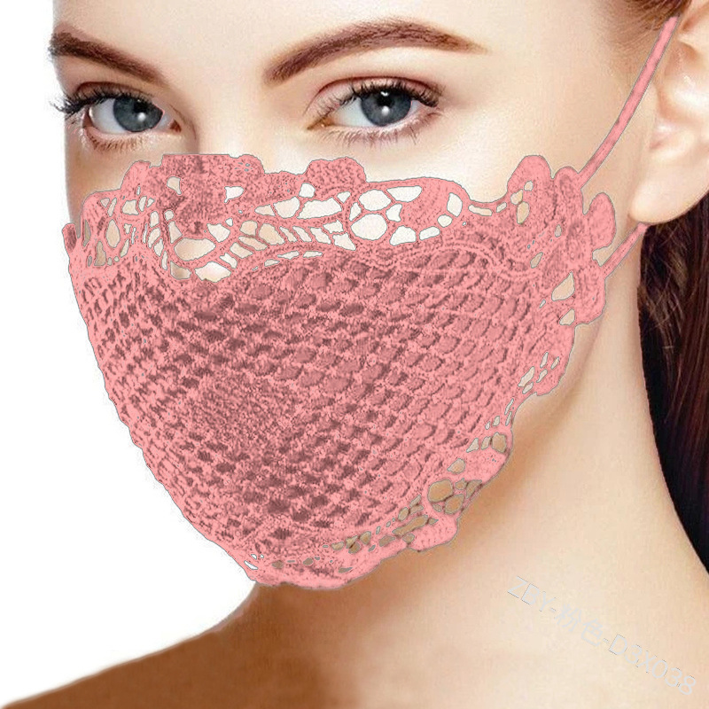 Women Lace Mask Reusable Breathable Safe Protection Face Masks Halloween Cosplay Reusable Mouth Halloween Cosplay Props: Pink