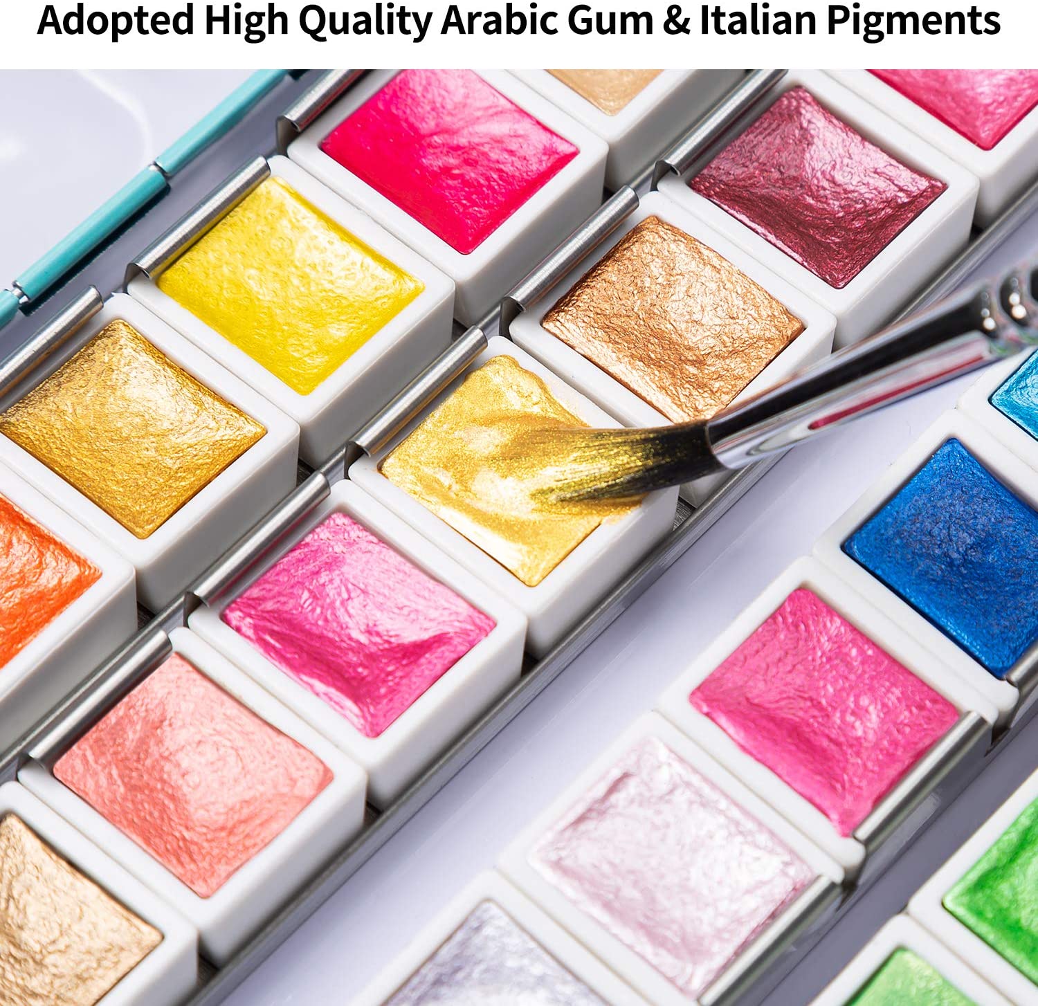 Professionele 12/24/48 Kleuren Parelmoer Aquarel Verf Set Pigment Effen Verf voor Kunst Levert