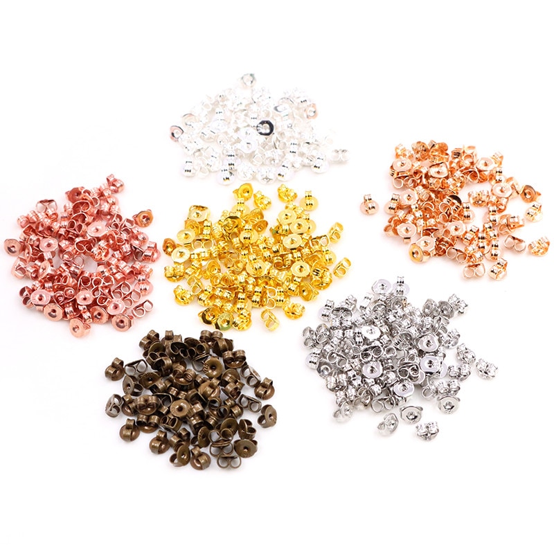100pcs 925 Classic 6 Colors Plated Copper Metal Earring Back Plug Earring Settings Base Ear Studs Back