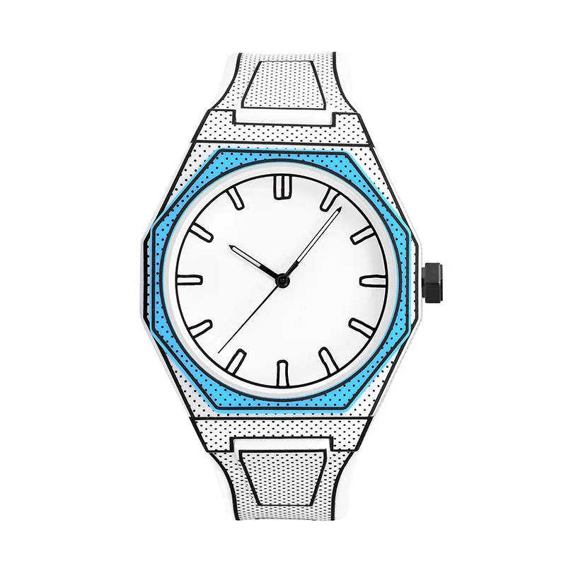 Comic Style Watches Dial Numberless Men’s Quartz Watch Male Watches for Man Wristwatch Strap Clock: BRONZE