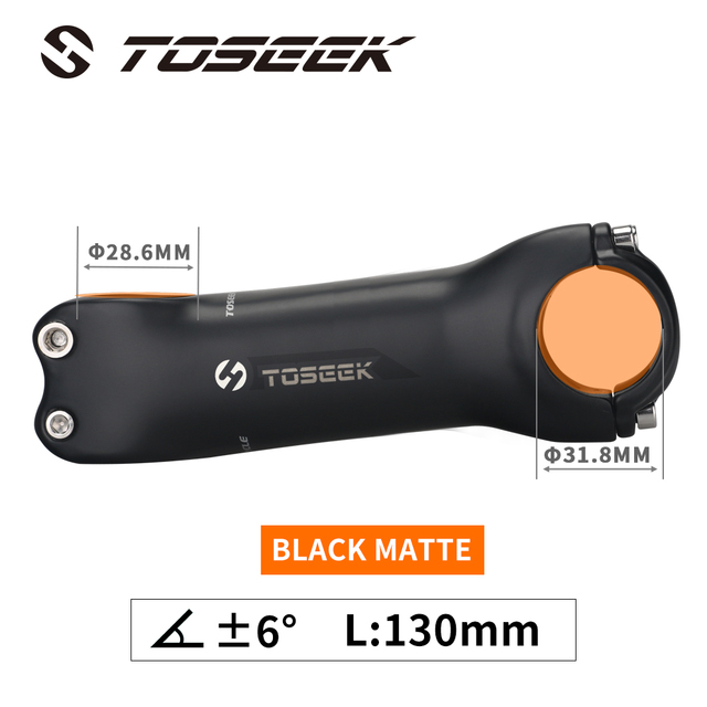 TOSEEK Super Light Full Carbon Fibre Bicycle Stem Bike Parts Matte Angle 6 / 17 Degrees Length 70/80/90/100/110/120/130mm: 6 Degrees 130mm