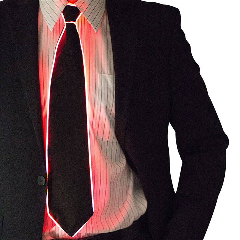 Men Glowing Tie EL Wire Neon LED Luminous Party Haloween Christmas Luminous Light Up Decoration DJ Bar Club Stage Prop Clothing: Red