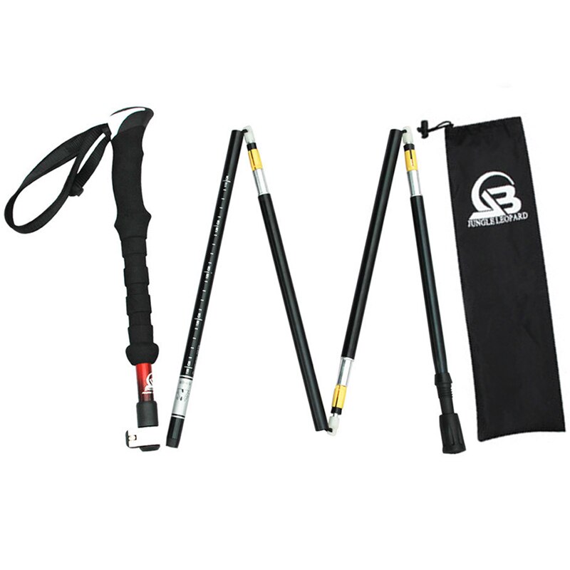 Collapsible Nordic Walking Poles Folding Trekking Poles Telescopic Hiking Walking Stick Adjustable Climbing Scandinavian Sticks: Red