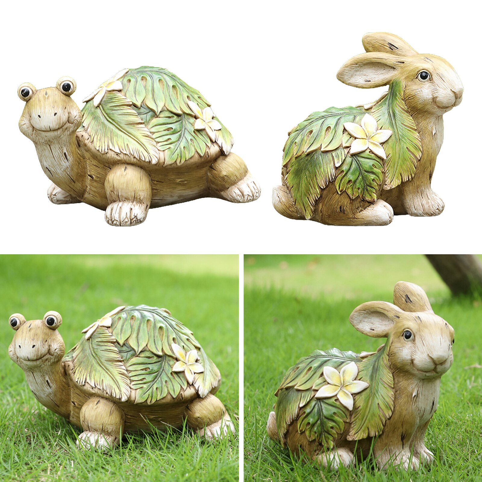 Cute Resin Garden Turtle Statue Outdoor Realistic Yard Lawn Pond Decor