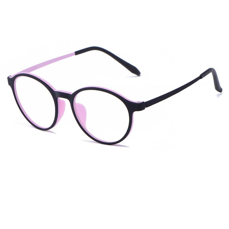 Gafas de montura de gafas redondas para hombre y mujer, anteojos de montura de gafas redondas ultralivianas de aleación de titanio para miopía, graduadas ópticas, montura para Miopía: Black Pink