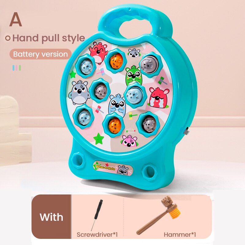 Juego eléctrico de hámster para niños, máquina de juegos para niños, interacción entre padres e hijos, juego de percusión de escritorio para educación temprana para bebés de 1 a 3 años: A