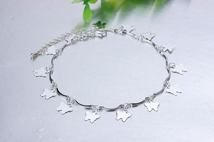 Simple silver Variety of choices Anklet For Women S925 Ankle Bracelet Adjustable Length: L