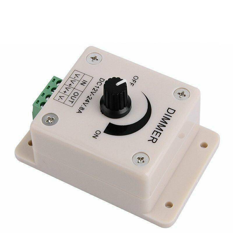 Premium Manual LED Dimmer PWM Controller 12V-24V DC 8A Brightness Controller Light Strip Controller
