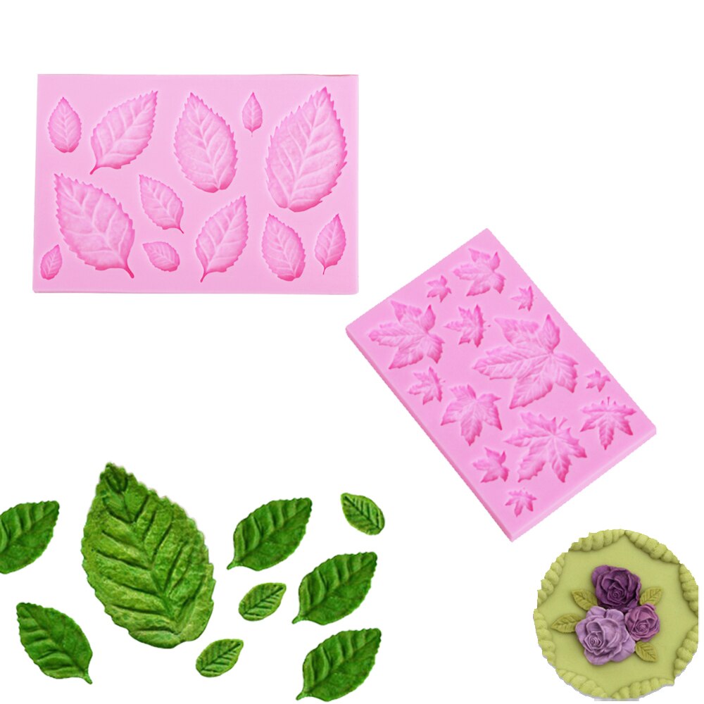 Druiven Fruit Siliconen Mal 3d Craft Zeep Mallen Fondant Taart Decor Mallen Chocolade Snoep Gumpaste Klei Mallen: Leaves A