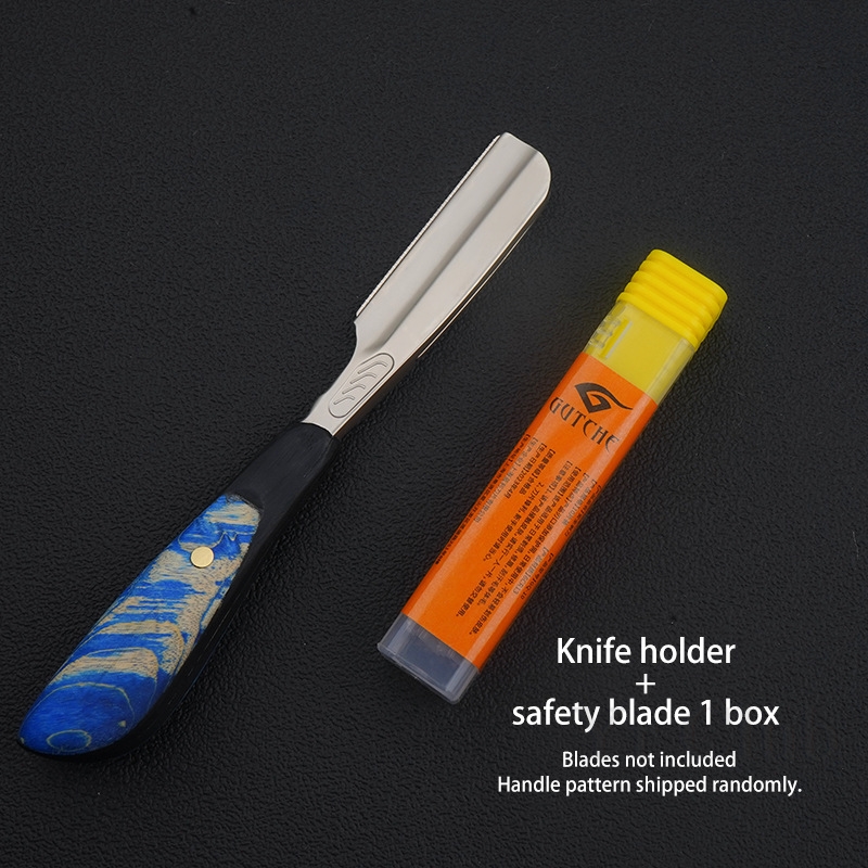 Maquinilla de afeitar de seguridad japonesa con mango recto, afeitadora de aleación de Zinc, recortadora de barba de madera, cuchilla de pluma, cuchillo de afeitar, herramientas de barbería de descanso: Plata