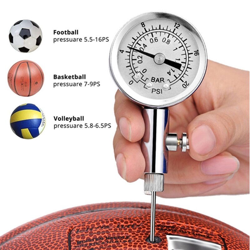 Indicador de presión de aire para balones de fútbol, manómetro de aire, reloj de fútbol, voleibol, barómetros de baloncesto