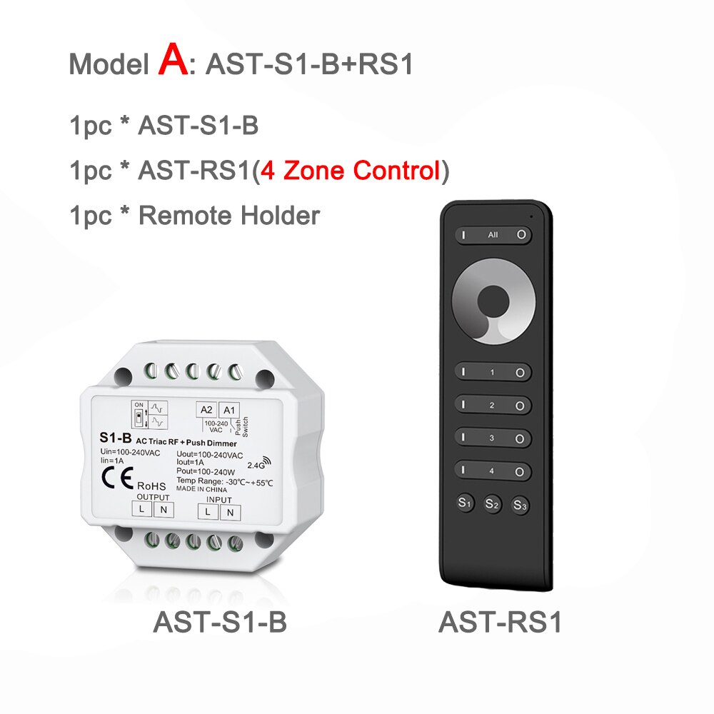 220v triac lysdæmpere  rf2.4g trådløse fjernbetjening trykkontakt led pære lampe  ac 110v 230v 220v smart wifi led lysdæmper lyskontakt: Model a