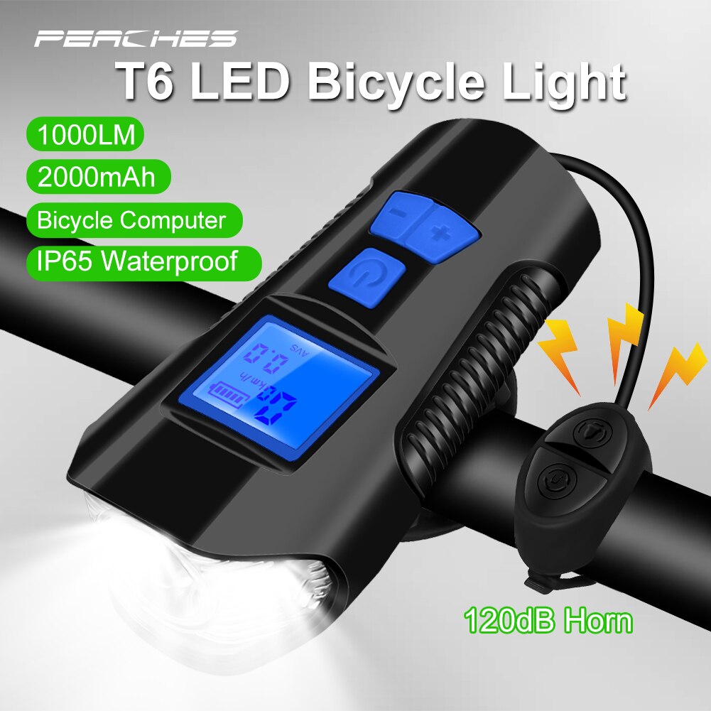 Lampe Frontale Vélo Rechargeable USB – Étanche Avec Klaxon – Sécurité Nocturne
