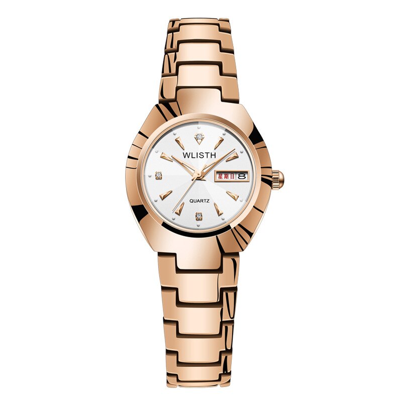 Lover Horloges Paar Horloge Goud Heren Staal Quartz Dubbele Kalender Lichtgevende Waterdichte Mode Horloge Cadeau Voor Meisje: Women 7