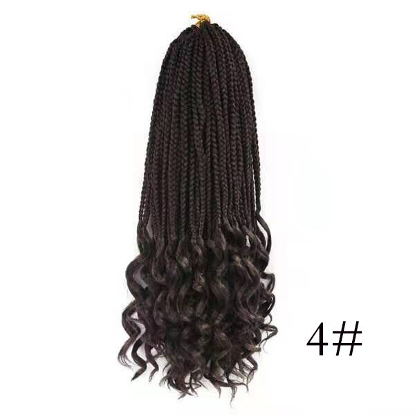 Girl Crochet Hair Box Braids Curly Ends 14 18 24 Inch Ombre Synthetic Hair for Braids 22 Strands Box Braiding Hair Extensions: 4 / 18inches