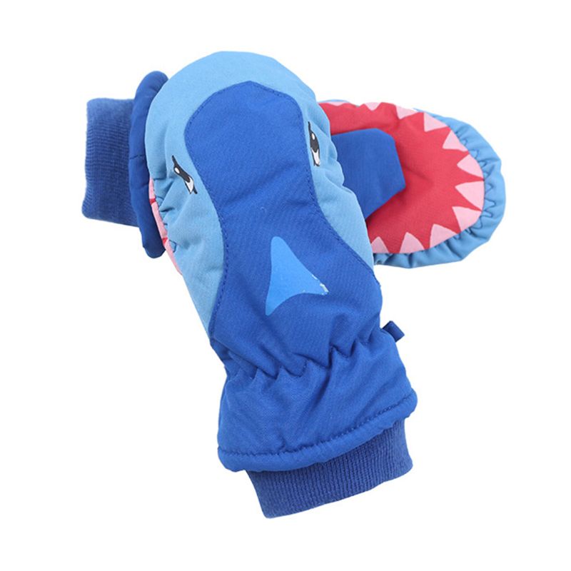Winter Outdoor Jongens Meisjes Cartoon Ski Waterdichte Handschoenen Leuke Kinderen Antislip Warm Winddicht Wanten 54DA: Blauw
