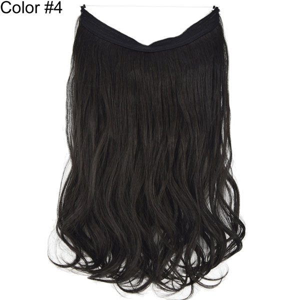 Extensions de cheveux de Halo de TOPREETY ondulent les postiches cachées par fil élastique Invisible aucune Fiber synthétique résistante à la chaleur d'agrafe TPYLW90: 4