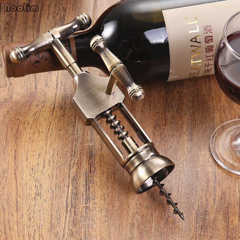 NOOLIM 1Pc Zinc Alloy Wine Opener Rotary Lever Retro Bottle Corkscrew Openers Cork Puller Remover Champagne Opener Bar Tool
