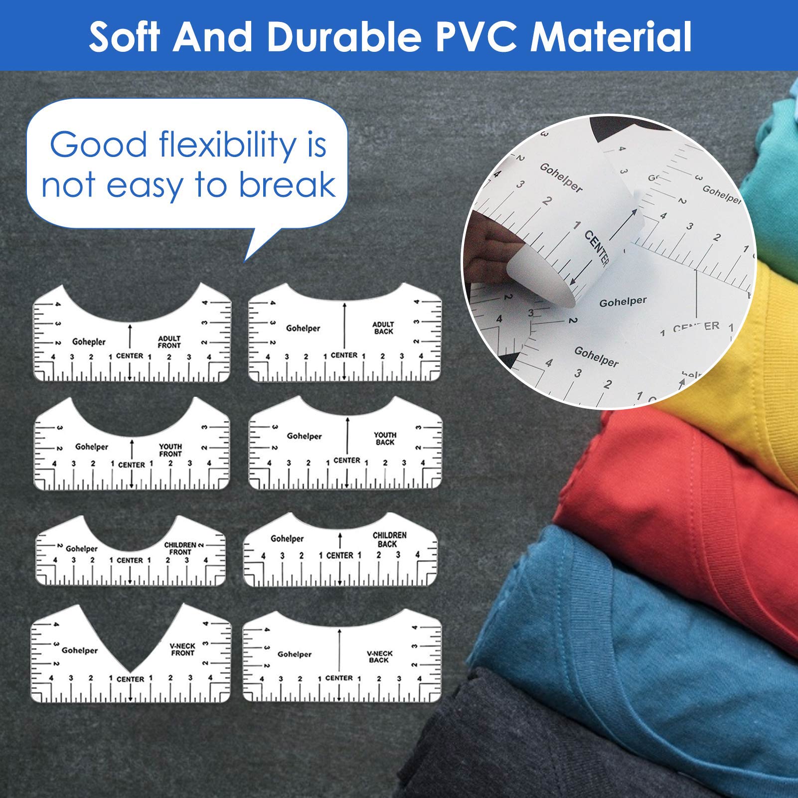 8Pcs T-shirt Guide Ruler V Neck Alignment Tool Tee Designing Guide Tool
